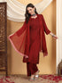 Farha Chikankari Premium Modal Co-ord Set (Maroon)
