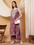 Raha Chikankari Strappy Rayon Co-ord Set (Mauve)
