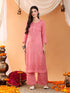 Priya Chikankari Kurta Palazzo Cotton Co-ord Set (Nude Coral)