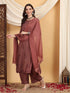 Farha Chikankari Premium Modal Co-ord Set (Brown)
