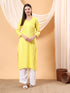 Alina Chikankari Modal Straight Kurta (Yellow)