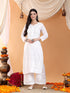 Priya Chikankari Kurta Palazzo Cotton Co-ord Set (White)