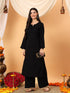 Faiza Chikankari Rayon Co-ord Set (Black)