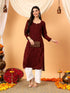 Alina Chikankari Modal Straight Kurta (Brown)